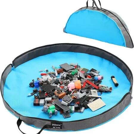 Blue Round 66 8x66 8x7CM Building Block Toy Storage Bag Portable Foldable