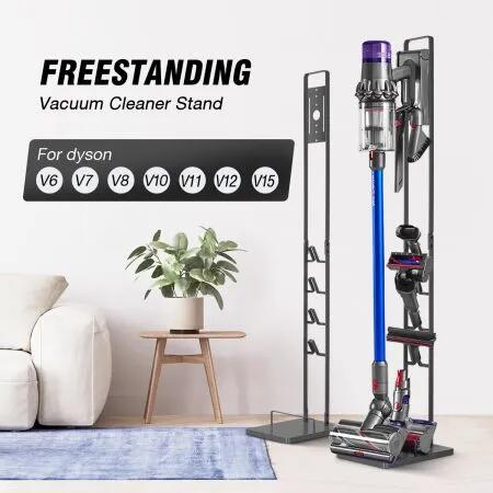 Freestanding Cordless Vacuum Cleaner Metal Stand Rack Hook Compatible for Dyson V6 V7 V8 V10 V11 V12 V15 Grey