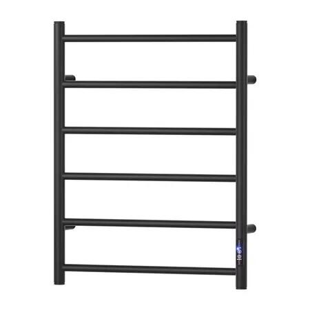 Devanti Heated Towel Rail 6 Round Bars with Timer Electric Heater Warmer Rack
