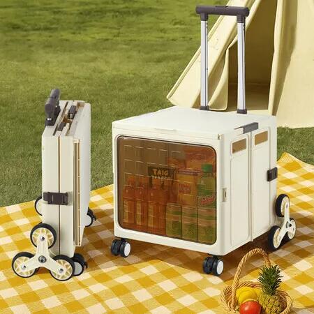 Foldable Shopping Cart Trolley Dolly Basket Stair Climbing Utility Crate Luggage Grocery Storage Rolling Stairs Personal Granny Travel Market Camping