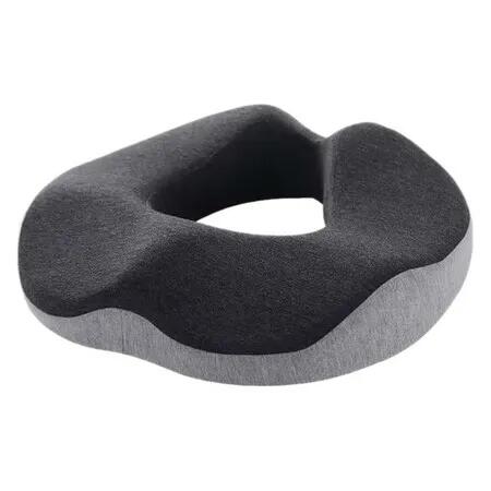 Ergonomic Donut Seat Cushion Memory Foam for Long Sitting, Pressure Relief and Posture Support Ideal Gift for Office Home (Black and Grey)