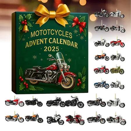 Mototcycles Advent Calendar 2025, 24 Days Countdown to Christmas Gift, Funny Har-Ley Advent Calendar for Mototcycles Lovers