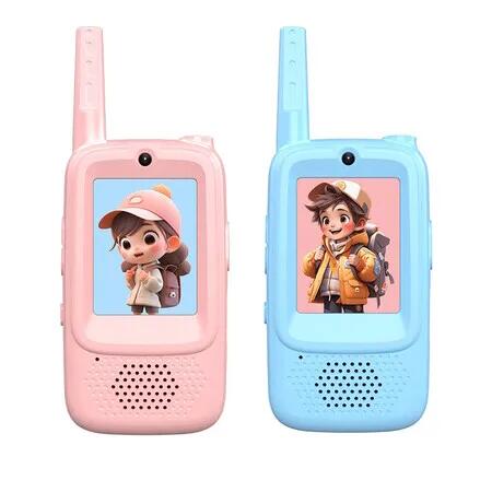 Video Walkie Talkies Kids 2 Pack Rechargeable WiFi Indoor Outdoor Toys Game Party Camping Christmas Birthday Gift COL Blue Pink
