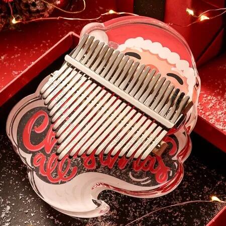 Kalimba Thumb Piano 21 Key with EVA Protective Case Full Kit, Santa Claus Shape Transparent Crystal Kalimba 21 Key