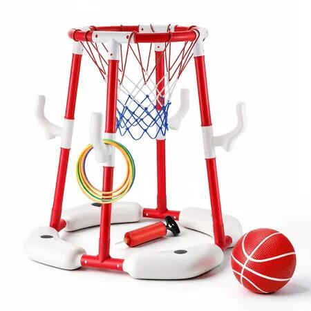 Pool Basketball Hoop Toys Rings 2 in 1 Floating Childrens Summer Outdoor Swimming Pools Games Water Sensory Playground Family Party Sports Ball Pump