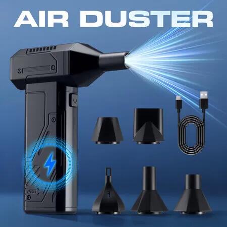 Compressed Air Duster Super Power Turbo Fan Electric Mini Blower 130000RPM 3 Speed LED Fast Charging Cleaning Kit PC Computer Outdoor Home Car