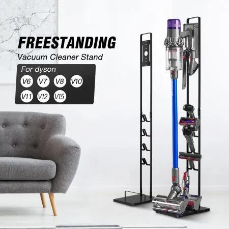 Freestanding Cordless Vacuum Cleaner Metal Stand Rack Hook Compatible for Dyson V6 V7 V8 V10 V11 V12 V15 Black