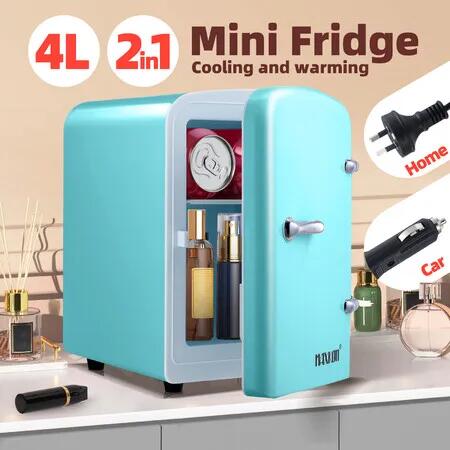 Maxkon Mini Fridge 4L 6 Can Portable Cooler Warmer Personal Countertop Car Refrigerator 12V Home Office Bar Drink Food Skincare Cosmetics Medication