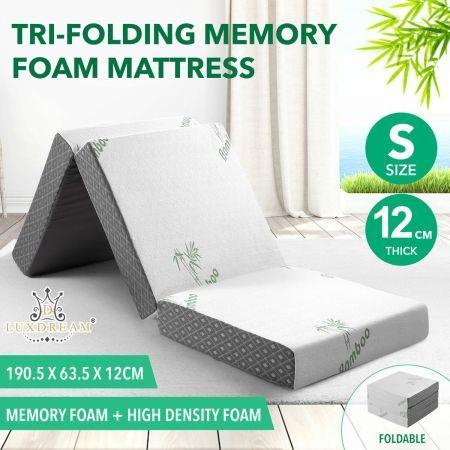 Single Foam Mattress Trifold Sofa Bed Folding Camping Floor Portable Sleeping Mat Cushion with Removable Bamboo Cover
