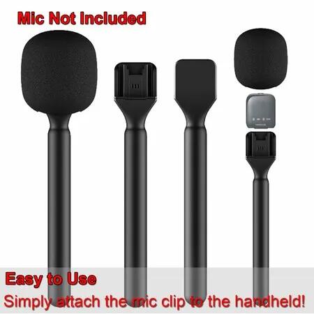Mic Holder DJI Mic 1/2 Interview Microphone Handle Rode Wireless GO I/II/ME/Pro Wireless Lavalier Microphone Handheld Adapter Mount with Foam Cover