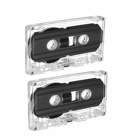 2 Pack Blank Cassette Tapes 60 Minutes Clear Audio Recording Tape with Plastic Storage Case for Music Speech Collectors