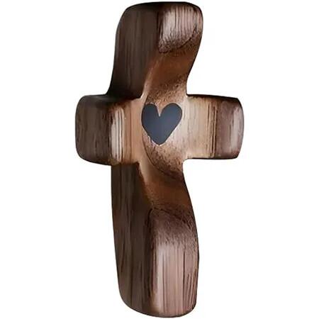 Cross Fidget Encouragement Gift Wooden Cross Fidget for Clutching,Clinging and Praying Religious Gift (Black 1pcs)