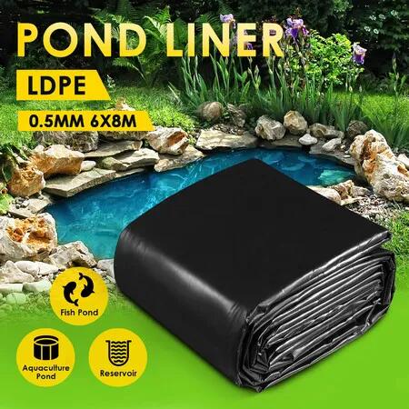 LDPE Pond Liner 6X8M Fish Waterfall Water Garden Pad Heavy Duty Flexible Reservoir Fountain Landscaping 0.5mm
