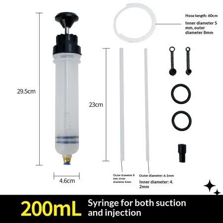 200cc Kit 60cm Manual Oil Change Fluid Extractor Pump Suction Injection Syringe PVC Tube Leak-Proof Airtight for Car Brake Gear Transmission
