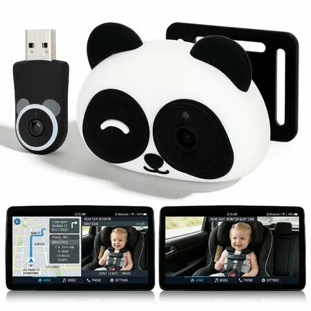Car Camera CarPlay Adapter Plug-and-Play 1080P HD Rear Seat Monitor Display on Car Screen,150 Degree Wide Angle No-Glow Night View Split Screen Navigation