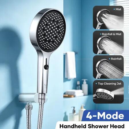 Luxury Handheld Shower Head 3-Mode Soft Rainfall Sprayer Large Hand Shower (Chrome)