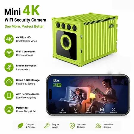 Mini WiFi Hidden Camera 1080P HD,Smart Wireless Indoor Security Cam with Remote App Control,IR Night Vision,AI Motion Detection With Magnetic Stand