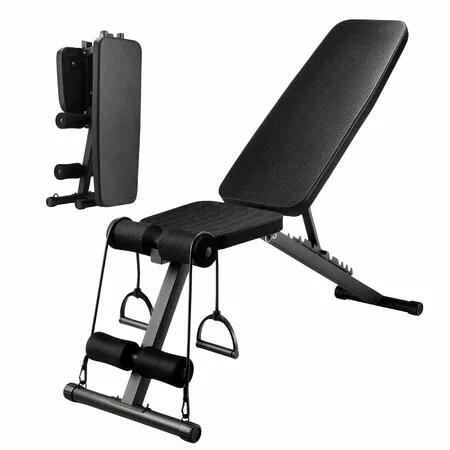 Dumbbell Weight Bench Press Adjustable Home Gym Strength Training Equipment Foldable FID Flat Incline Decline Full Body Workout Resistant Bands 272kg