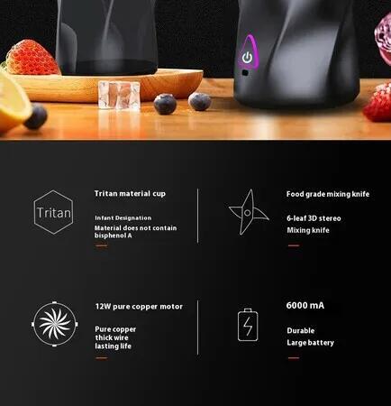 White Portable 360W High Power 6000mAh Wireless Juicer