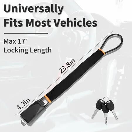 2 Pack Steering Wheel Lock Seat Belt Lock,Universal Car Anti-Theft Device,Thickened Steel Cable Steering Wheel Lock with 3 Keys,Fits Most Cars,SUVs Trucks