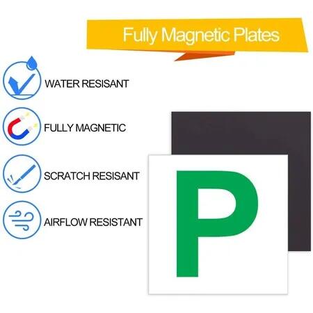 2 Pcs Magnetic Learner Driver Plates,Green P and L Plates with Magnetic for Learning Learner Driver Car Licence