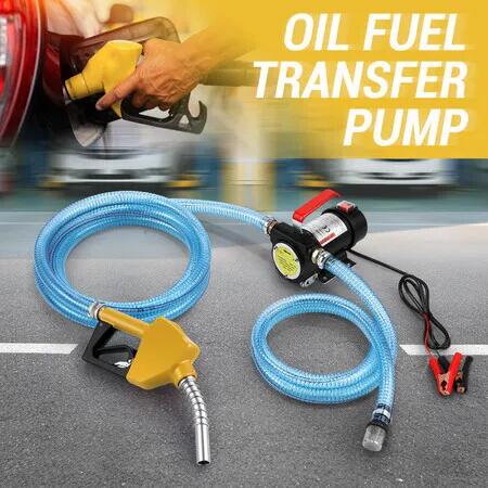 12V Fuel Transfer Pump Electric Diesel Kerosene 10GPM Auto Stop Nozzle Hose Filter Portable Car Truck Oil Excavator Bowser Reserve Tank Refuel Station
