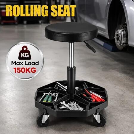 Swivel Work Stool Chair Mechanic Tool Tray Height Adjustable Pneumatic Roller Seat for Home Car Repair Shop Salon Barber Bar Drafting Spa with Wheels