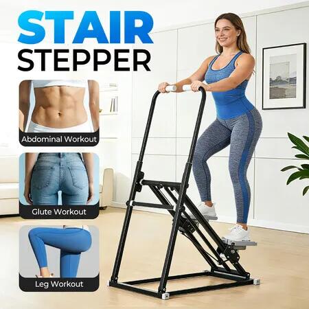 Folding Stair Stepper Climber Vertical Mountain Home Gym Step Exercise Full Body Leg Core Ab Fitness Cardio Workout Adjustable Slopes Heights 150 kg