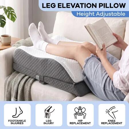 Adjustable Leg Elevation Pillow Cooling Gel Memory Foam Wedge Comfort Cushion Feet Body Support Rest Knee Ankle Soreness Relax with Handles Grey White