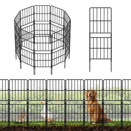 Garden Fence Set 10 Panels 3.18mx96cm No Dig Metal Wire Flower Bed Border Edging Animal Dog Barrier Outdoor Lawn Yard Decorative Fencing Ground Stakes