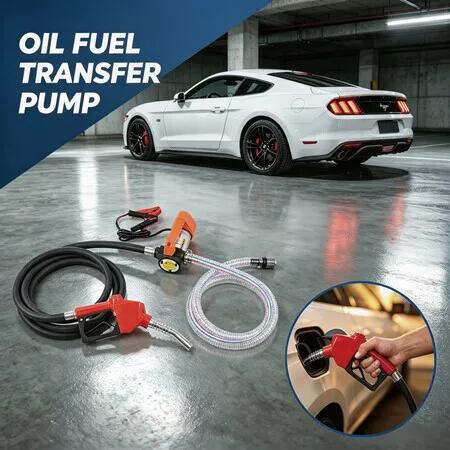 12V Fuel Diesel Kerosene Transfer Pump 45L/min Electric Portable Oil Dispenser Nozzle Hose Kit 260W Heavy Duty Mobile Refuelling Bowser Farm Truck Boat