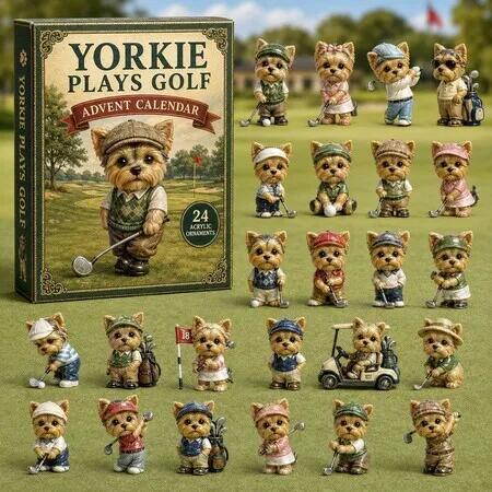 YORKIE PLAYS GOLF 24DAYS Christmas Advent Calendar 2026 Blind Box Countdown 2D Acrylic Pet Love Christmas Tree ornaments Surprise Figures Holiday