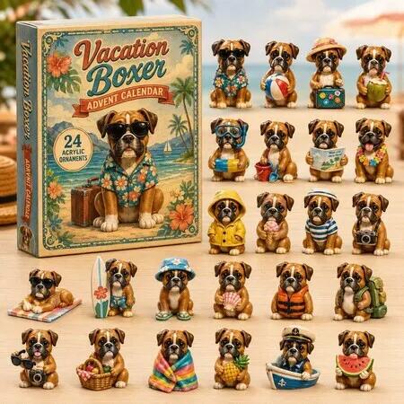 Vacation Boxers Dog Pet 24DAYS Christmas Advent Calendar 2026 Blind Box Countdown 2D Acrylic Pet Love Christmas Tree ornaments Surprise Figures Holiday