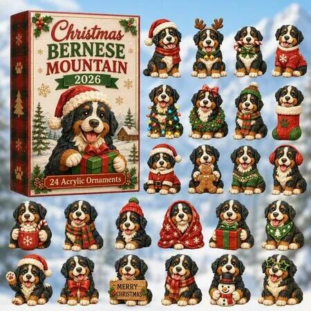 BERNESE DOGS 24DAYS Christmas Advent Calendar 2026 Blind Box Countdown 2D Acrylic Pet Love Christmas Tree ornaments Surprise Figures Holiday