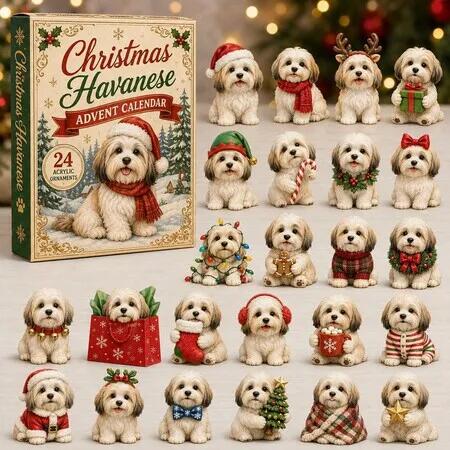 HAVANESE DOG 24DAYS Christmas Advent Calendar 2026 Blind Box Countdown 2D Acrylic Pet Love Christmas Tree ornaments Surprise Figures Holiday