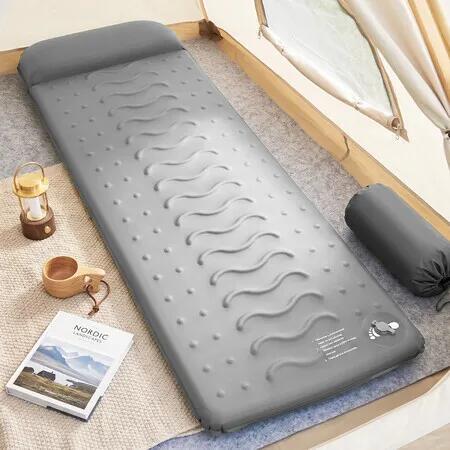 Camping Sleeping Pad Mattress Inflatable Memory Foam Mat Built-in Foot Pump Portable Backpacking Hiking Traveling Tent Self Inflating Air Bed Pillow
