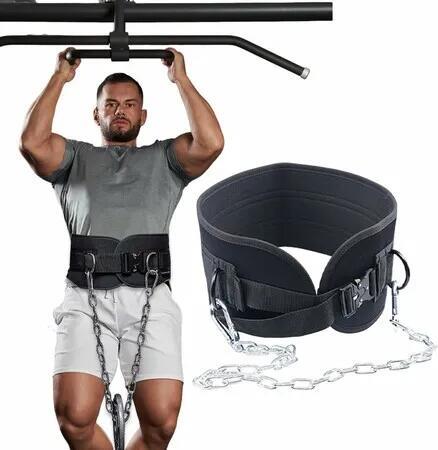 Weight Lifting Dip Belt Fitness Exercise Training Weight Belt, Pull-up Belt with 5mm Steel Chain, Adjustable Weight Lifting Belt for Strength Training