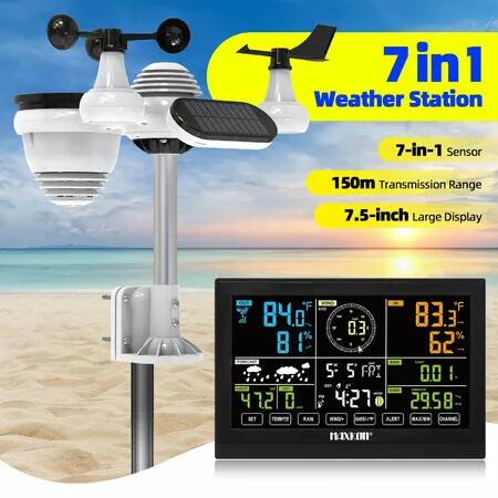 7 in 1 Wireless Weather Station Home Indoor Outdoor Sensor Temperature Humidity UV Light Rainfall Barometer Wind Speed Direction Forecast Monitor