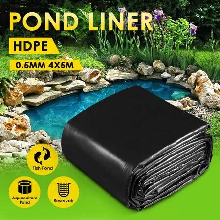 HDPE 4x5M Pond Liner Fish Waterfall Garden Fountain Heavy Duty Waterproof Skin Pad 0.5mm Outdoor Stream Pool Basin Cover Membrane Koi Pools Landscape