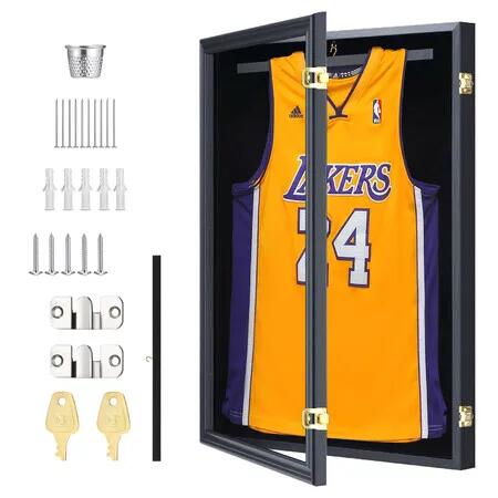 Jersey Shadow Box Frame Sports Memorabilia Display Case Wall Mounting Showcase Football Basketball Hockey Custom Shirt Framing Cabinet Hanger Lockable