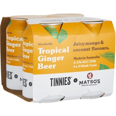 Matso's Tinnies Tropical Ginger Beer Can 330mL