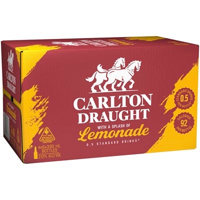 Carlton Draught Lemonade Bottle 330mL