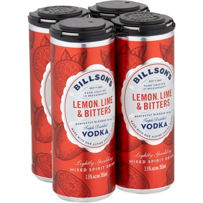 Billson's Lemon Lime & Bitters Vodka Mixed Drink 355mL