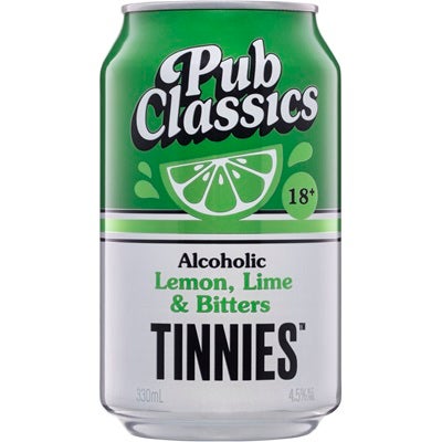 Tinnies Pub Classics Alcoholic Lemon Lime Bitters Can 330mL
