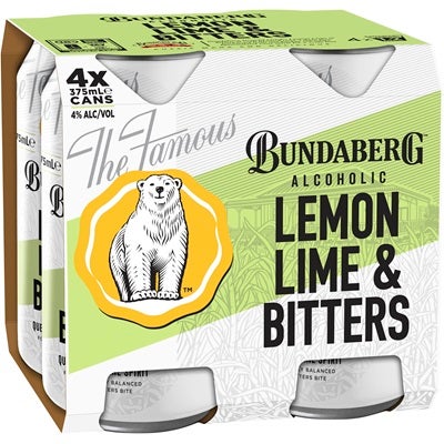Bundaberg Alcoholic Lemon Lime Bitters Can 375ml