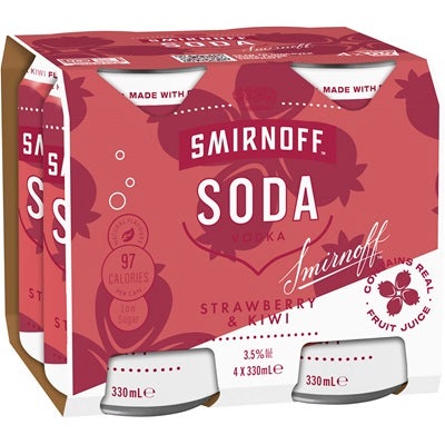 Smirnoff Soda Strawberry Kiwi Can 330mL