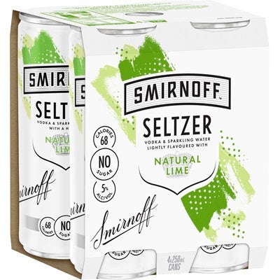 Smirnoff Seltzer Lime Can 250mL