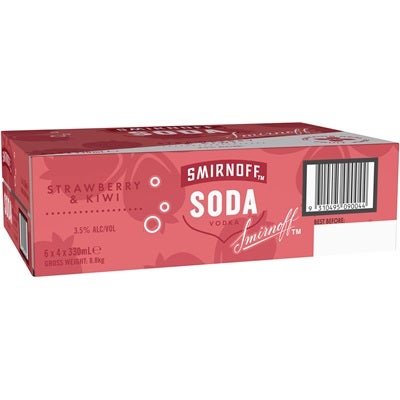 Smirnoff Soda Strawberry Kiwi Can 330mL