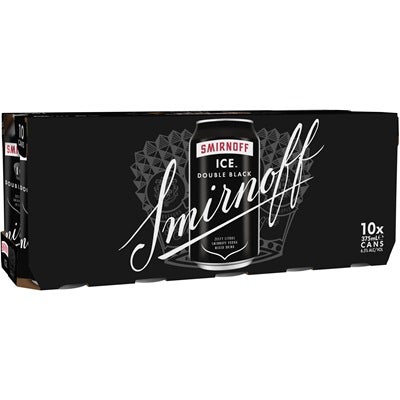 Smirnoff Ice Double Black Can 375mL 10pk