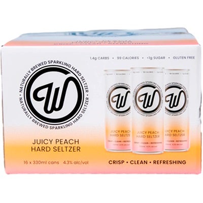 W Juicy Peach Seltzer 330mL
